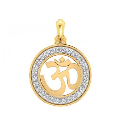 Om 12mm charm in hallmarked Gold with round brilliant diamonds